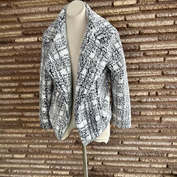 Vince Camuto Plaid Cozy Fleece Open Drape Jacket Size Medium - Picture 3 of 11